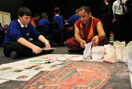 Description: Buddhist monks at Redcar Community College - Image 1