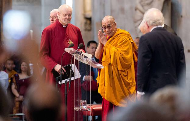 Description: Dalai Lama visits UK: The Dalai Lama at the ceremony in St Paul's Cathedral
