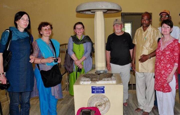 European scholars at Buddhist museum at Ghantasala in Krishna district.