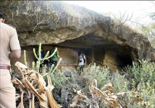 One of the new caves, about an hour’s hike north-east from Kanheri. (TOI photo by Sandeep Takke)