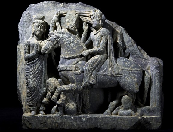 This sculpture, uncovered in the ancient city of Bazira, tells a Buddhist story involving Siddhartha, who later became the Gautama Buddha.