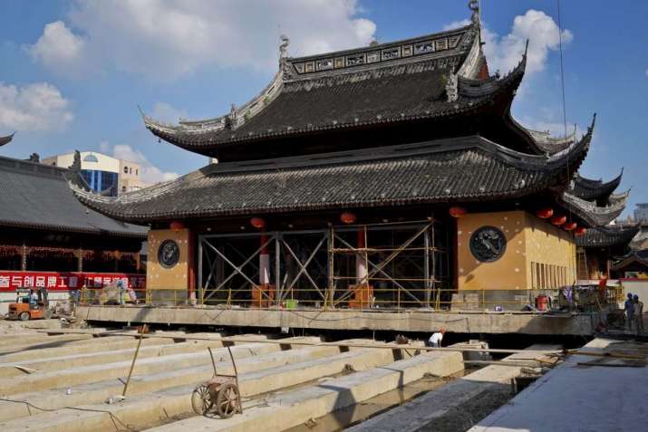The main hall of Shanghai’s famed Jade Buddha Temple needs to be moved 30.66 meters to the north. From nationmultimedia.com