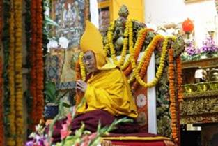 His Holiness the Dalai Lama during the religious ceremony.  Phayul photo- Kunsang Gashon