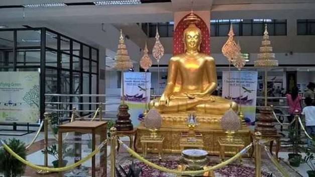 Description: A golden Buddha statue inside Bodh Gaya Airport. From tripadvisor.com