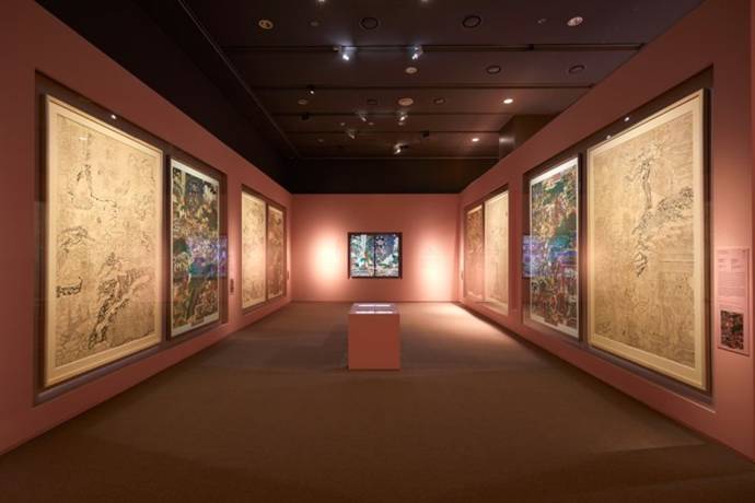 Seen are underdrawings and paintings of 'the Eight Great Events of the Life of the Buddha from Tongdosa Temple,' a national treasure, at the exhibition, 'Monk Artisans of the Joseon Dynasty' in the National Museum of Korea (NMK) / Courtesy of NMK